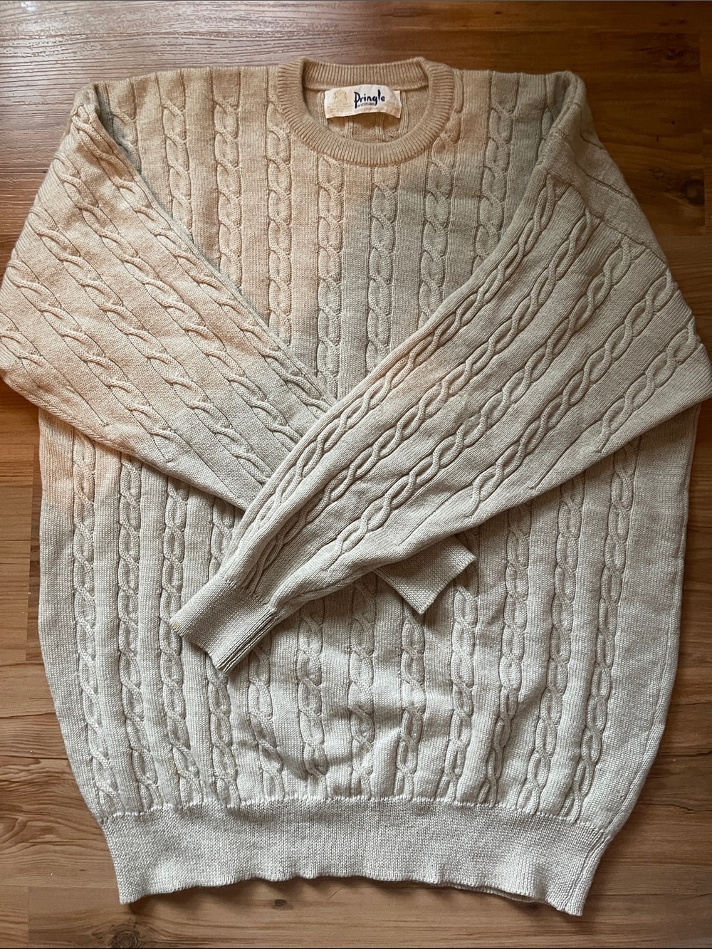 Pringle Cream Cable Knit Crewneck Sweater - Neutral Cream